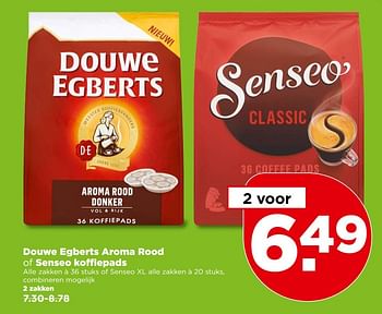 Aanbiedingen Douwe egberts aroma rood of senseo koffiepads - Douwe Egberts - Geldig van 30/04/2017 tot 06/05/2017 bij Plus