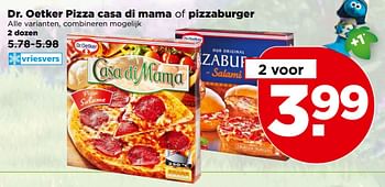 Aanbiedingen Dr. oetker pizza casa di mama of pizzaburger - Dr. Oetker - Geldig van 30/04/2017 tot 06/05/2017 bij Plus
