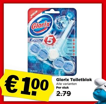 Aanbiedingen Glorix toiletblok - Glorix - Geldig van 30/04/2017 tot 06/05/2017 bij Plus