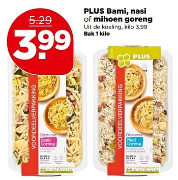 Aanbiedingen Plus bami, nasi of mihoen goreng - Huismerk - Plus - Geldig van 30/04/2017 tot 06/05/2017 bij Plus