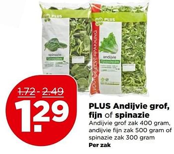 Aanbiedingen Plus andijvie grof, fijn of spinazie - Huismerk - Plus - Geldig van 30/04/2017 tot 06/05/2017 bij Plus
