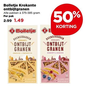 Aanbiedingen Bolletje krokante ontbijtgranen - Bolletje - Geldig van 30/04/2017 tot 06/05/2017 bij Plus