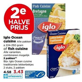 Aanbiedingen Iglo ocean cuisine traditionele lekkerbekjes - Iglo - Geldig van 30/04/2017 tot 06/05/2017 bij Plus