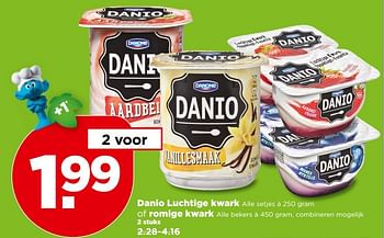 Aanbiedingen Danio luchtige kwark of romige kwark - Danone - Geldig van 30/04/2017 tot 06/05/2017 bij Plus