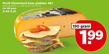 Aanbiedingen Plus klaverland kaas plakken 48+ - Huismerk - Plus - Geldig van 30/04/2017 tot 06/05/2017 bij Plus