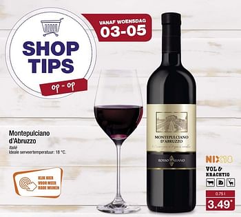 Aanbiedingen Montepulciano d`abruzzo - Rode wijnen - Geldig van 01/05/2017 tot 06/05/2017 bij Aldi