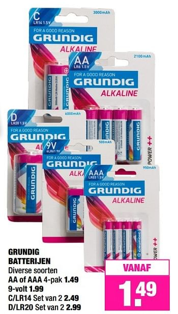 Aanbiedingen Grundig batterijen - Grundig - Geldig van 01/05/2017 tot 07/05/2017 bij Big Bazar