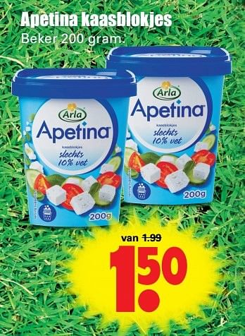 Aanbiedingen Apetina kaasblokjes - Arla - Geldig van 30/04/2017 tot 06/05/2017 bij Lekker Doen
