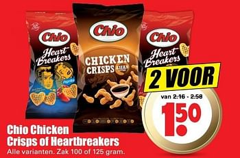 Aanbiedingen Chio chicken crisps of heartbreakers - Chio - Geldig van 30/04/2017 tot 06/05/2017 bij Lekker Doen