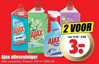Aanbiedingen Ajax allesreiniger alle varianten. - Ajax - Geldig van 30/04/2017 tot 06/05/2017 bij Lekker Doen