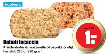 Aanbiedingen Boboli focaccia kruidenboter + mozzarella of paprika + olijf. - Huismerk - Dirk - Geldig van 30/04/2017 tot 06/05/2017 bij Lekker Doen
