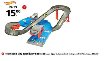 Aanbiedingen Hot wheels city speedway speelset vanaf 4 jaar - Hot Wheels - Geldig van 17/04/2017 tot 07/05/2017 bij Intertoys