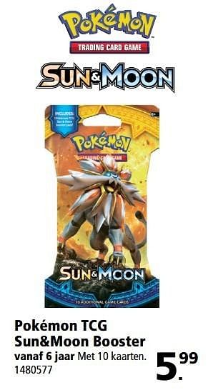 Aanbiedingen Pokémon tcg sun+moon booster vanaf 6 jaar - Pokemon - Geldig van 17/04/2017 tot 07/05/2017 bij Intertoys