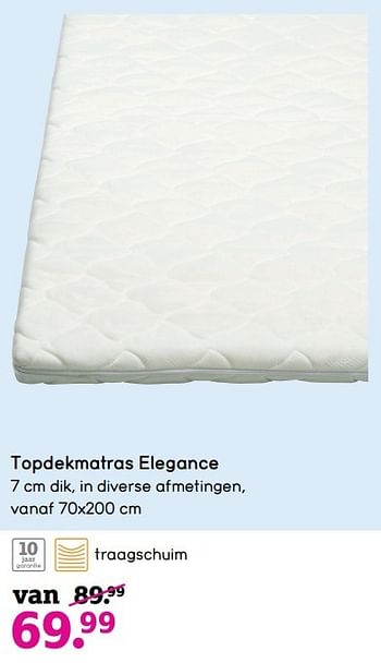 Aanbiedingen Topdekmatras elegance - Huismerk - Leen Bakker - Geldig van 24/04/2017 tot 07/05/2017 bij Leen Bakker