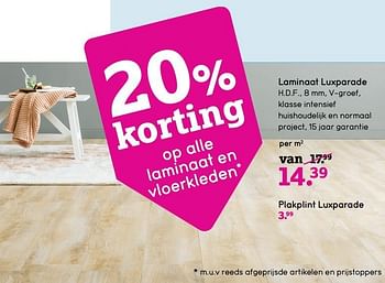 Aanbiedingen Laminaat luxparade - Huismerk - Leen Bakker - Geldig van 24/04/2017 tot 07/05/2017 bij Leen Bakker