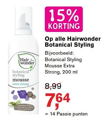 Aanbiedingen Botanical styling mousse extra strong - Hairwonder - Geldig van 18/04/2017 tot 07/05/2017 bij Holland & Barrett