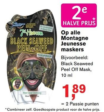 Aanbiedingen Black seaweed peel off mask - Montagne Jeunesse - Geldig van 18/04/2017 tot 07/05/2017 bij Holland & Barrett