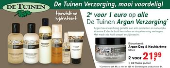 Aanbiedingen Argan dag + nachtcrème - De Tuinen - Geldig van 18/04/2017 tot 07/05/2017 bij Holland & Barrett