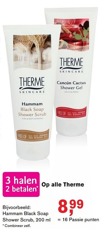 Aanbiedingen Hammam black soap shower scrub - Therme - Geldig van 18/04/2017 tot 07/05/2017 bij Holland & Barrett