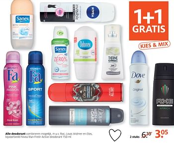 Aanbiedingen Nivea man fresh active deodorant - Nivea - Geldig van 24/04/2017 tot 07/05/2017 bij Etos