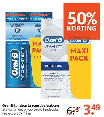 Aanbiedingen Tandpasta pro expert - Oral-B - Geldig van 24/04/2017 tot 07/05/2017 bij Etos