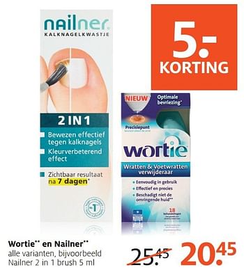 Aanbiedingen Nailner 2 in 1 brush - Wortie - Geldig van 24/04/2017 tot 07/05/2017 bij Etos