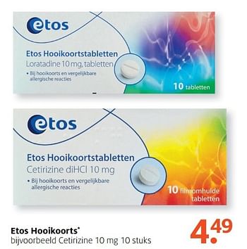 Aanbiedingen Cetirizine 10 mg - Huismerk - Etos - Geldig van 24/04/2017 tot 07/05/2017 bij Etos