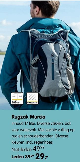Aanbiedingen Rugzak murcia - Huismerk - ANWB - Geldig van 24/04/2017 tot 07/05/2017 bij ANWB