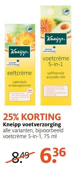 Aanbiedingen Voetcrème 5-in-1 - Kneipp - Geldig van 24/04/2017 tot 07/05/2017 bij Etos