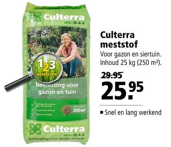 Aanbiedingen Culterra meststof - Culterra - Geldig van 24/04/2017 tot 07/05/2017 bij Welkoop