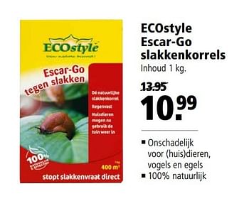Aanbiedingen Ecostyle escar-go slakkenkorrels - Ecostyle - Geldig van 24/04/2017 tot 07/05/2017 bij Welkoop
