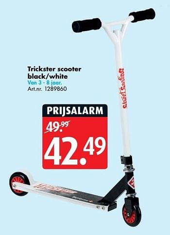 Aanbiedingen Trickster scooter black white - Street Surfing - Geldig van 24/04/2017 tot 07/05/2017 bij Bart Smit