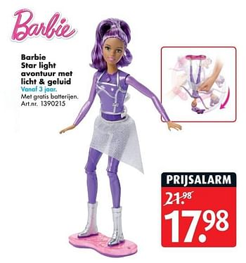 Aanbiedingen Barbie star light avontuur met licht + geluid - Mattel - Geldig van 24/04/2017 tot 07/05/2017 bij Bart Smit