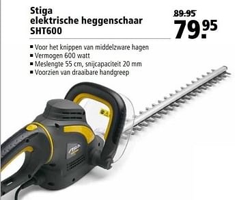 Aanbiedingen Stiga elektrische heggenschaar sht600 - Stiga - Geldig van 24/04/2017 tot 07/05/2017 bij Welkoop