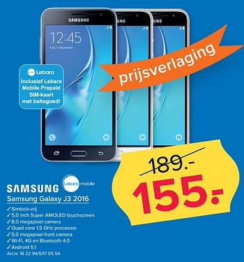 Aanbiedingen Samsung galaxy j3 2016 - Samsung - Geldig van 24/04/2017 tot 07/05/2017 bij Kijkshop