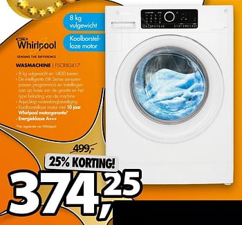 Aanbiedingen Whirlpool wasmachine fscr80417 - Whirlpool - Geldig van 01/05/2017 tot 07/05/2017 bij Expert
