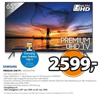 Aanbiedingen Samsung premium uhd tv ue65mu7070 - Samsung - Geldig van 01/05/2017 tot 07/05/2017 bij Expert