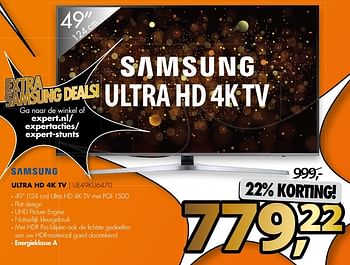 Aanbiedingen Samsung ultra hd 4k tv ue49ku6470 - Samsung - Geldig van 01/05/2017 tot 07/05/2017 bij Expert