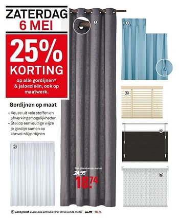 Aanbiedingen Gordijnstof 2426 loes antraciet per strekkende meter - Huismerk Karwei - Geldig van 01/05/2017 tot 07/05/2017 bij Karwei