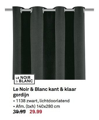Aanbiedingen Le noir + blanc kant + klaar gordijn - Huismerk Karwei - Geldig van 01/05/2017 tot 07/05/2017 bij Karwei