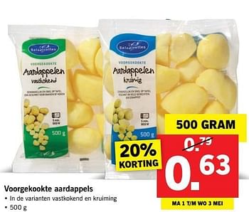Aanbiedingen Voorgekookte aardappels - Saladinettes - Geldig van 30/04/2017 tot 07/05/2017 bij Lidl