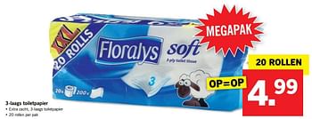 Aanbiedingen 3-laags toiletpapier - Floralys - Geldig van 30/04/2017 tot 07/05/2017 bij Lidl
