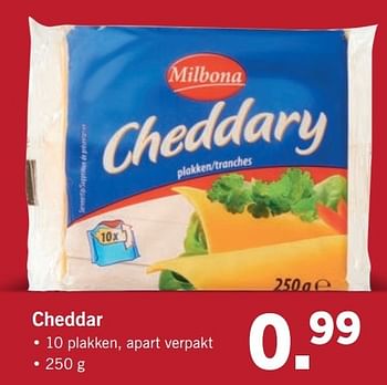 Aanbiedingen Cheddar - Milbona - Geldig van 30/04/2017 tot 07/05/2017 bij Lidl