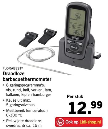 Aanbiedingen Draadloze barbecuethermometer - Flora  Best - Geldig van 30/04/2017 tot 07/05/2017 bij Lidl