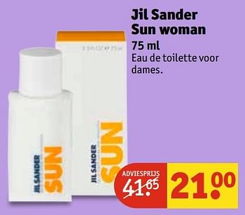 Aanbiedingen Jil sander sun woman - Jil Sander - Geldig van 25/04/2017 tot 07/05/2017 bij Kruidvat