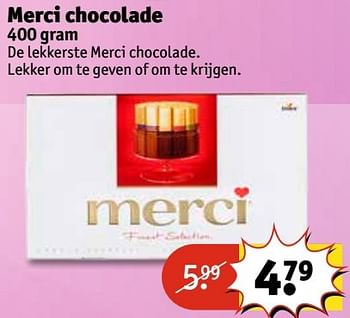 Aanbiedingen Merci chocolade - MERCI - Geldig van 25/04/2017 tot 07/05/2017 bij Kruidvat