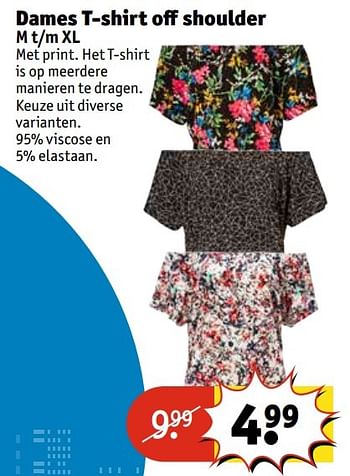 Aanbiedingen Dames t-shirt off shoulder - Huismerk - Kruidvat - Geldig van 25/04/2017 tot 07/05/2017 bij Kruidvat