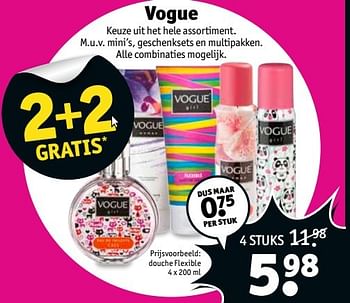 Aanbiedingen Douche flexible - Vogue - Geldig van 25/04/2017 tot 07/05/2017 bij Kruidvat