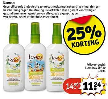 Aanbiedingen Sun spray spf 30 - Lovea - Geldig van 25/04/2017 tot 07/05/2017 bij Kruidvat