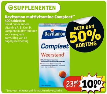 Aanbiedingen Davitamon multivitamine compleet - Davitamon - Geldig van 25/04/2017 tot 07/05/2017 bij Kruidvat